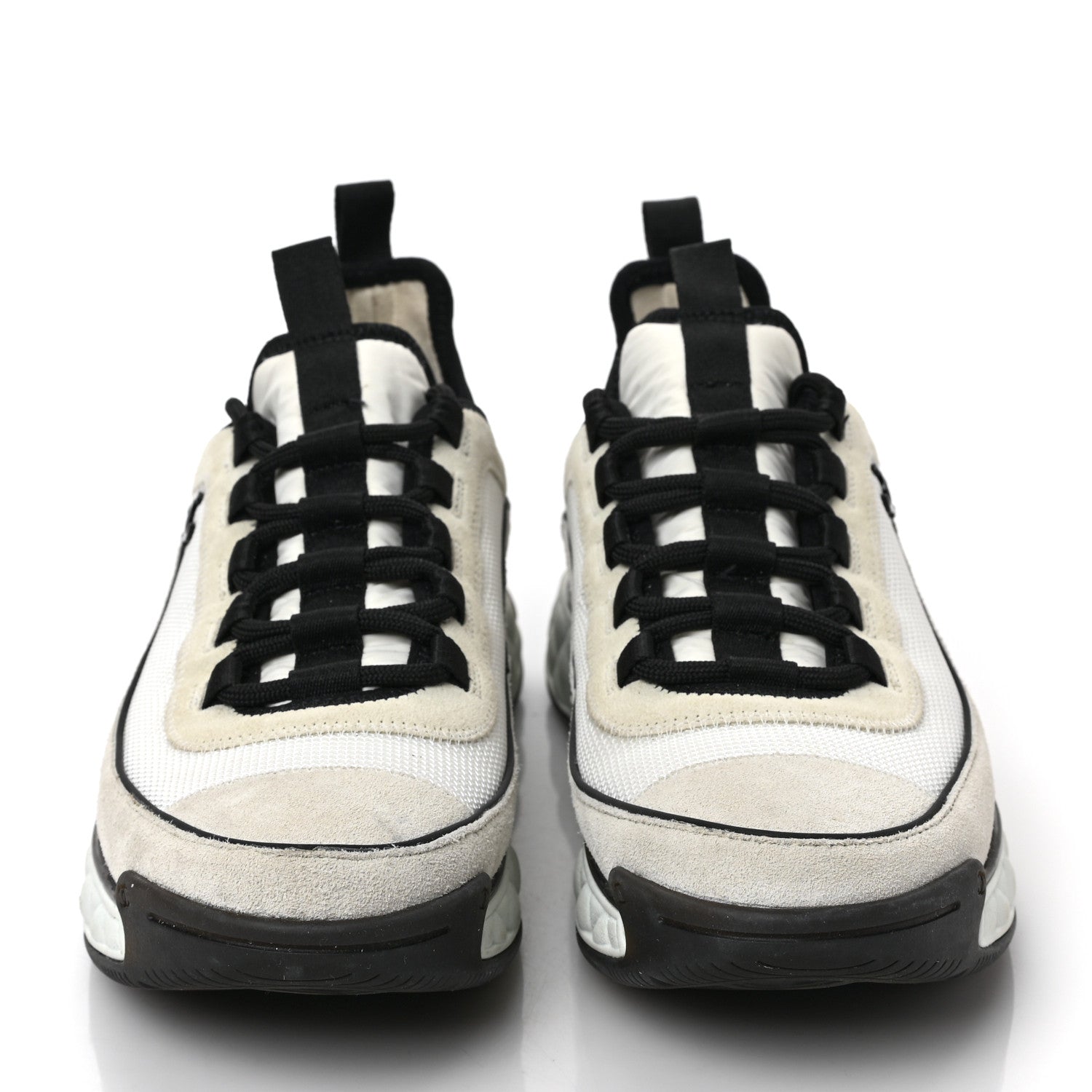 Chanel Velvet Calfskin Mixed Fibers CC Sneakers 39.5 Ivory Black 2 of 10