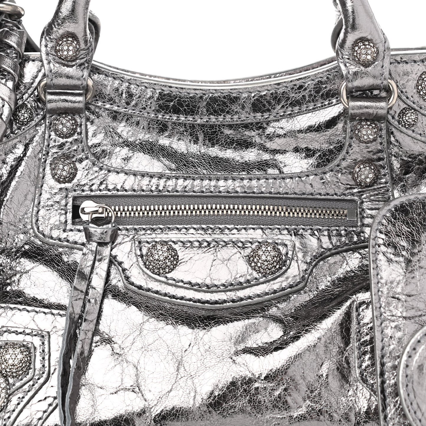 Agneau Arena Crystal Neo Cagole Handbag XS Silver