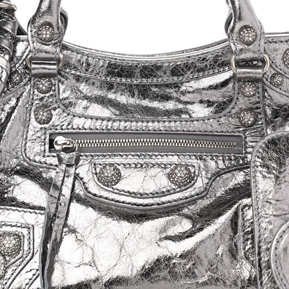 Balenciaga Agneau Arena Crystal Neo Cagole Handbag XS Silver 12 of 19