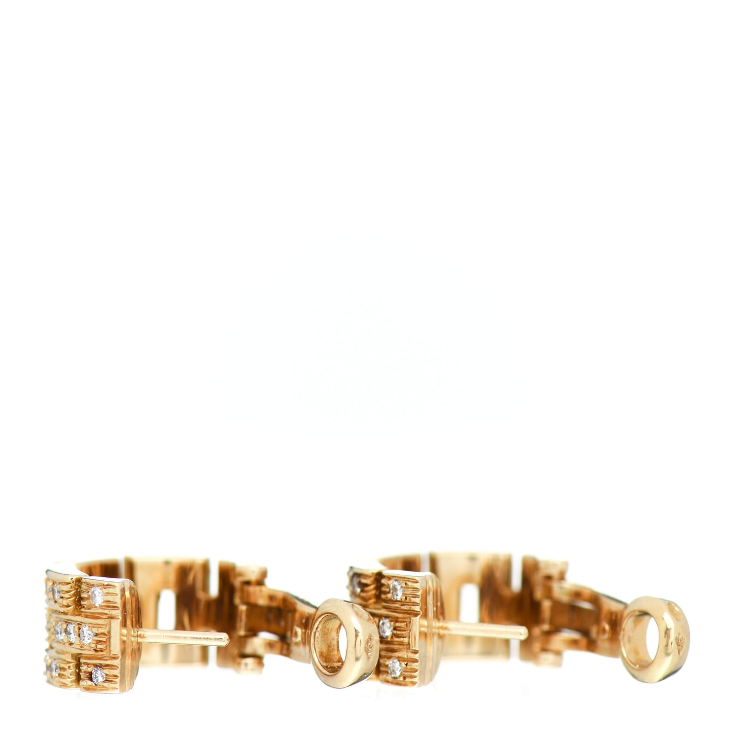 18K Yellow Gold Diamond Panthere Maillon Earrings