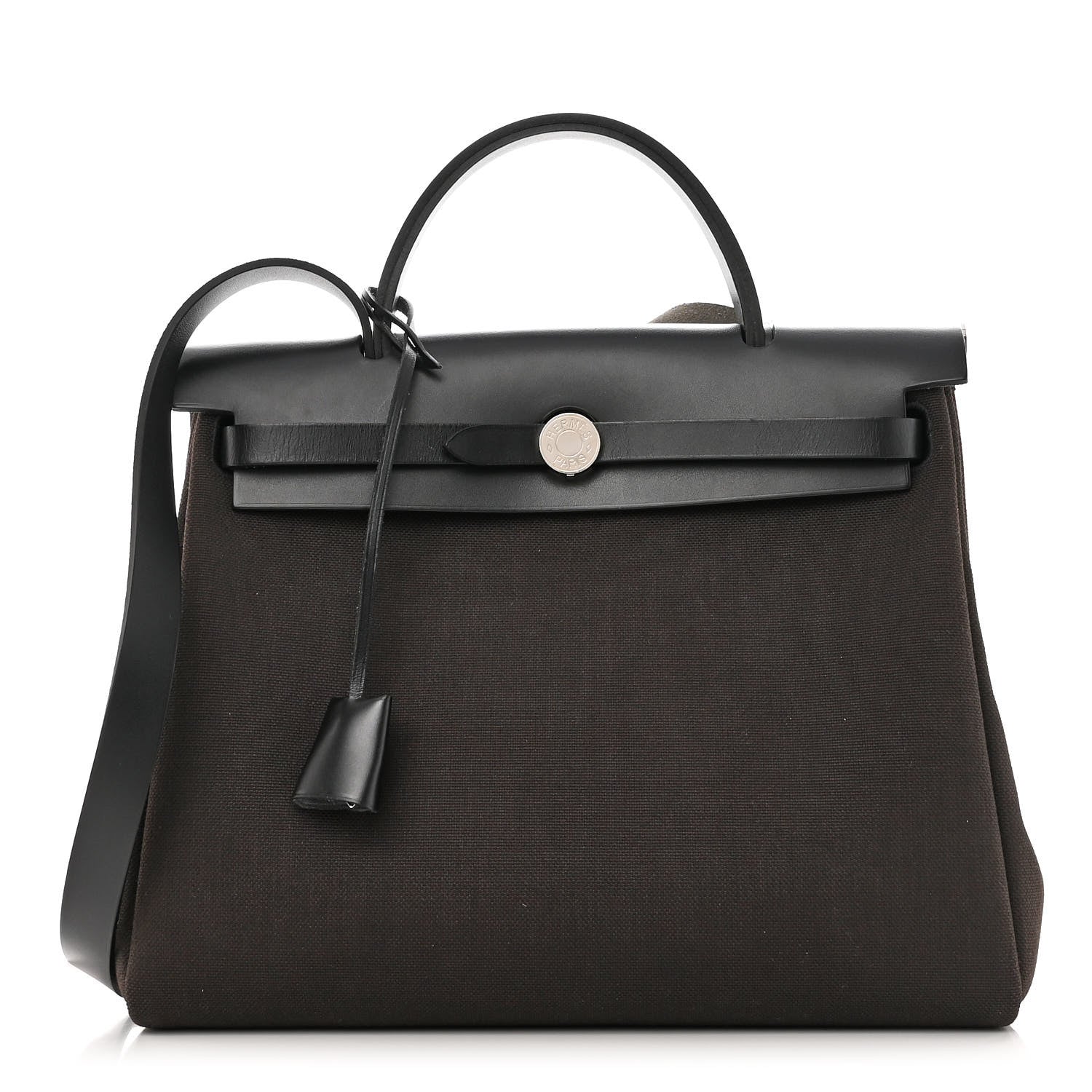Hermes Military Toile Vache Hunter Herbag Zip Retourne 31 PM Black Ebene 3 of 14