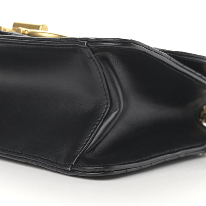 Salvatore Ferragamo Calfskin Quilted Gancini Flap Bag Black 10 of 12