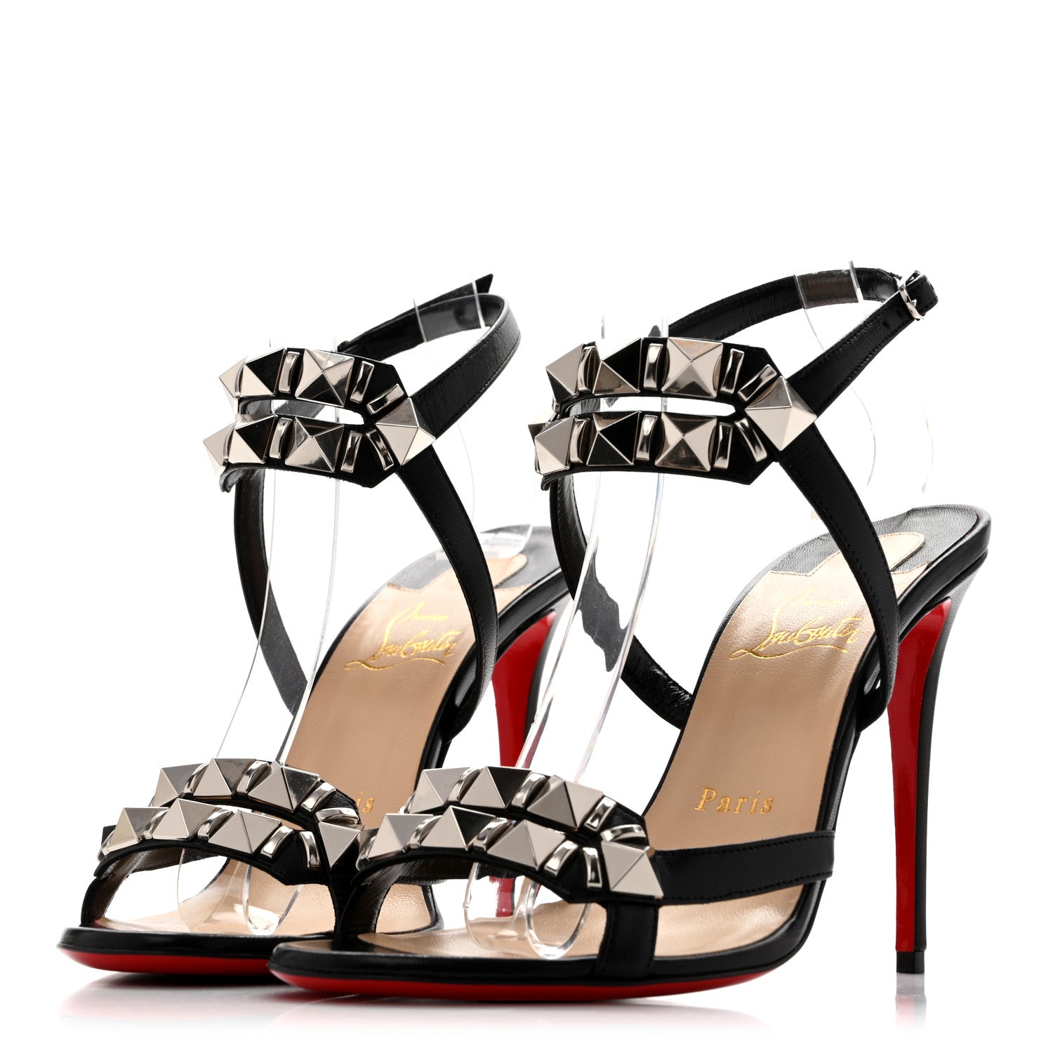 Christian Louboutin Kid Studded Galerietta 100 Sandals 37 Black 4 of 8
