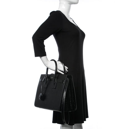 Saint Laurent Calfskin Crocodile Embossed Small Sac de Jour Black 3 of 11