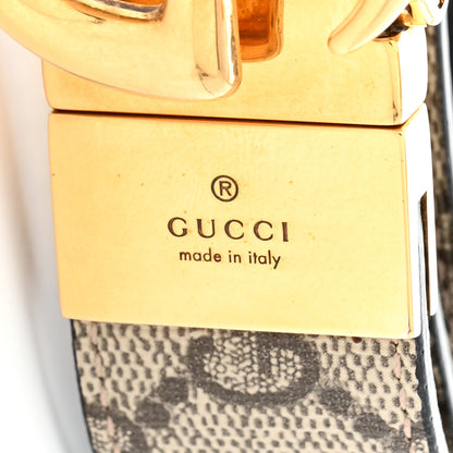 Gucci GG Supreme Monogram Plutone Calfskin Double G Reversible 30mm Belt 110 44 Beige Ebony Black 5 of 8