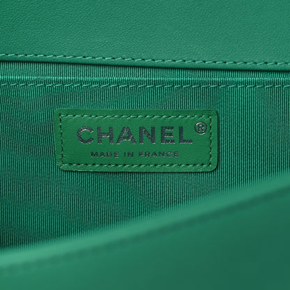Chanel Lambskin Iridescent PVC Chevron Quilted Medium Boy Flap Green Silver 6 of 11