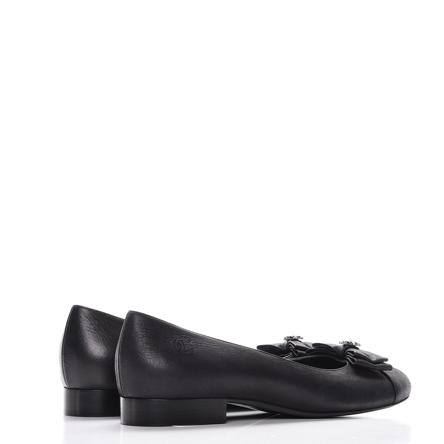 Chanel Buffalo Glitter Bow Ballerina Flats 38.5 Black 4 of 9