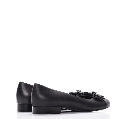 Chanel Buffalo Glitter Bow Ballerina Flats 38.5 Black 4 of 9
