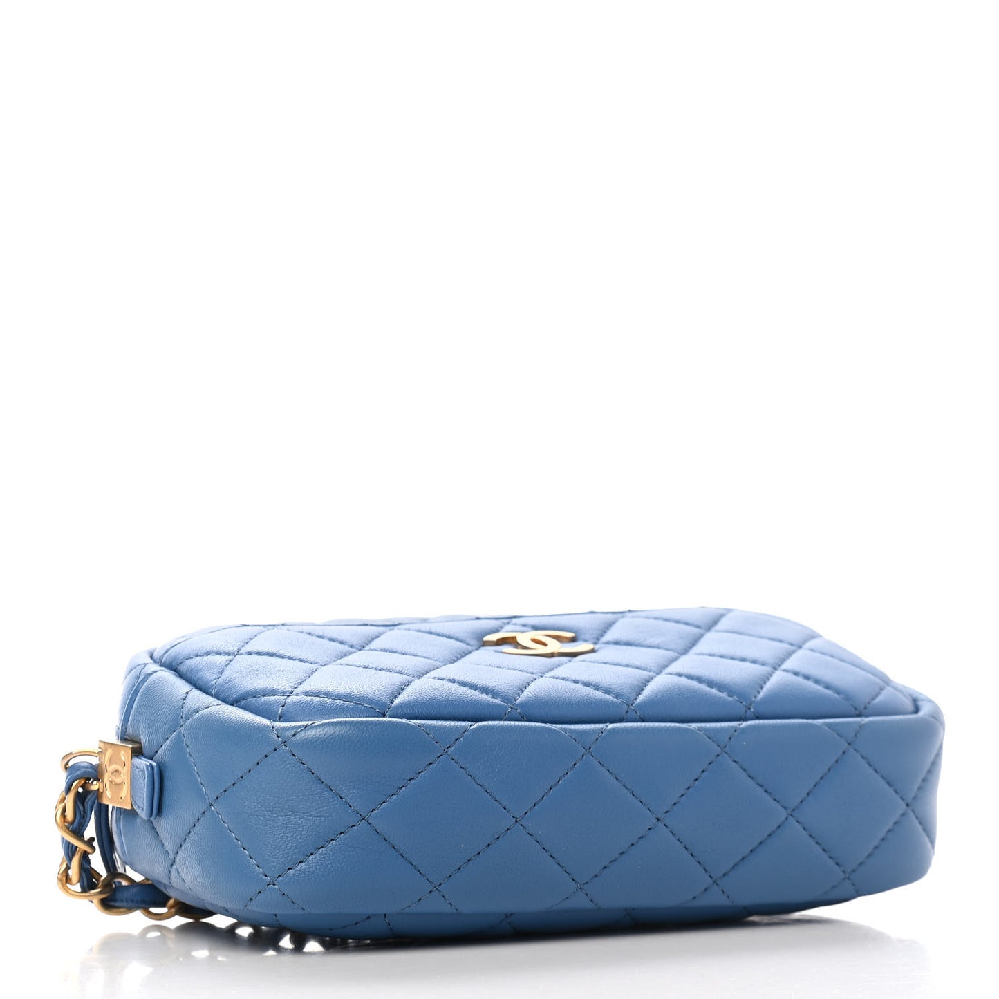 Lambskin Quilted Camera Case Blue