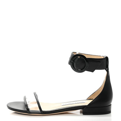 Jimmy Choo Nappa Plexi Jaimie Flat Sandals 35.5 Black 1 of 9