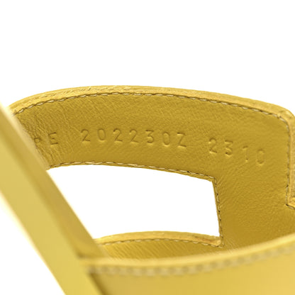 Hermes Box Calfskin Oran Sandals 36.5 Jaune Citron 7 of 10