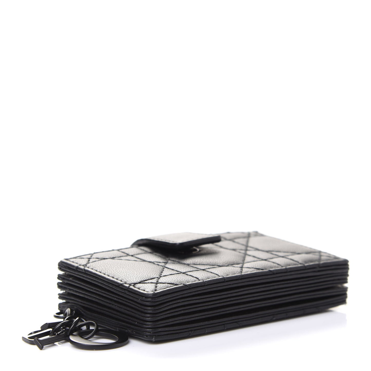 Ultra Matte Calfskin Cannage Lady Dior 5-Gusset Card Holder Black