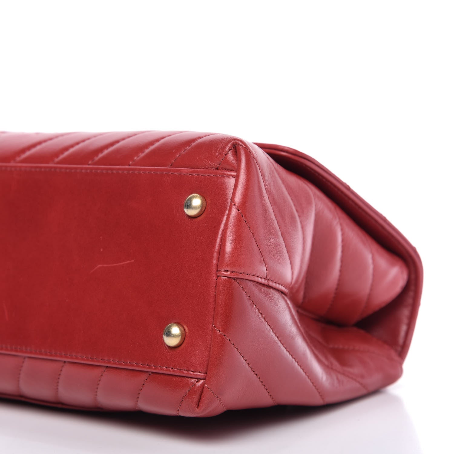 Chanel Calfskin Chevron Quilted Small Coco Handle Flap Red 7 of 10