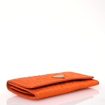 Prada Tessuto Impuntu Triangle Continental Flap Wallet Orange 3 of 19