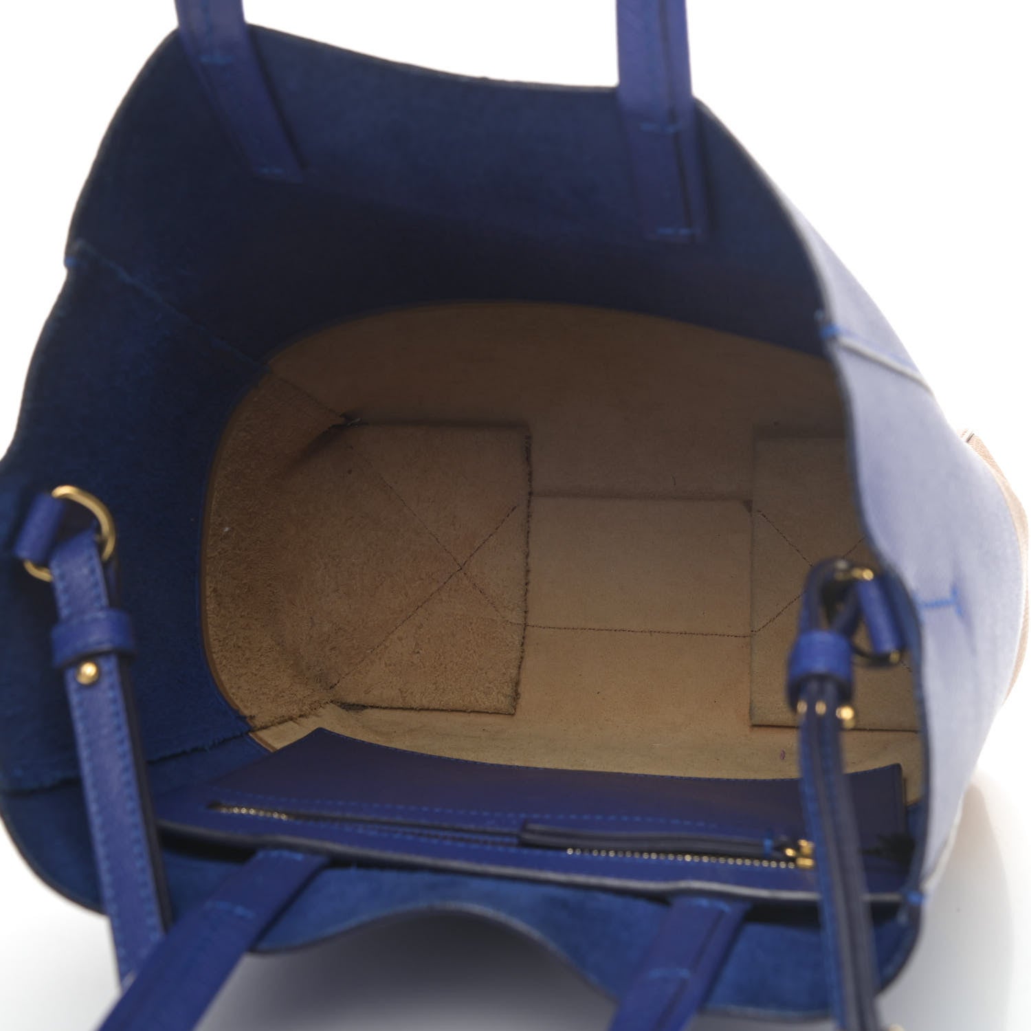 Celine Grained Calfskin Vertical Bi-Cabas Indigo Camel 4 of 4