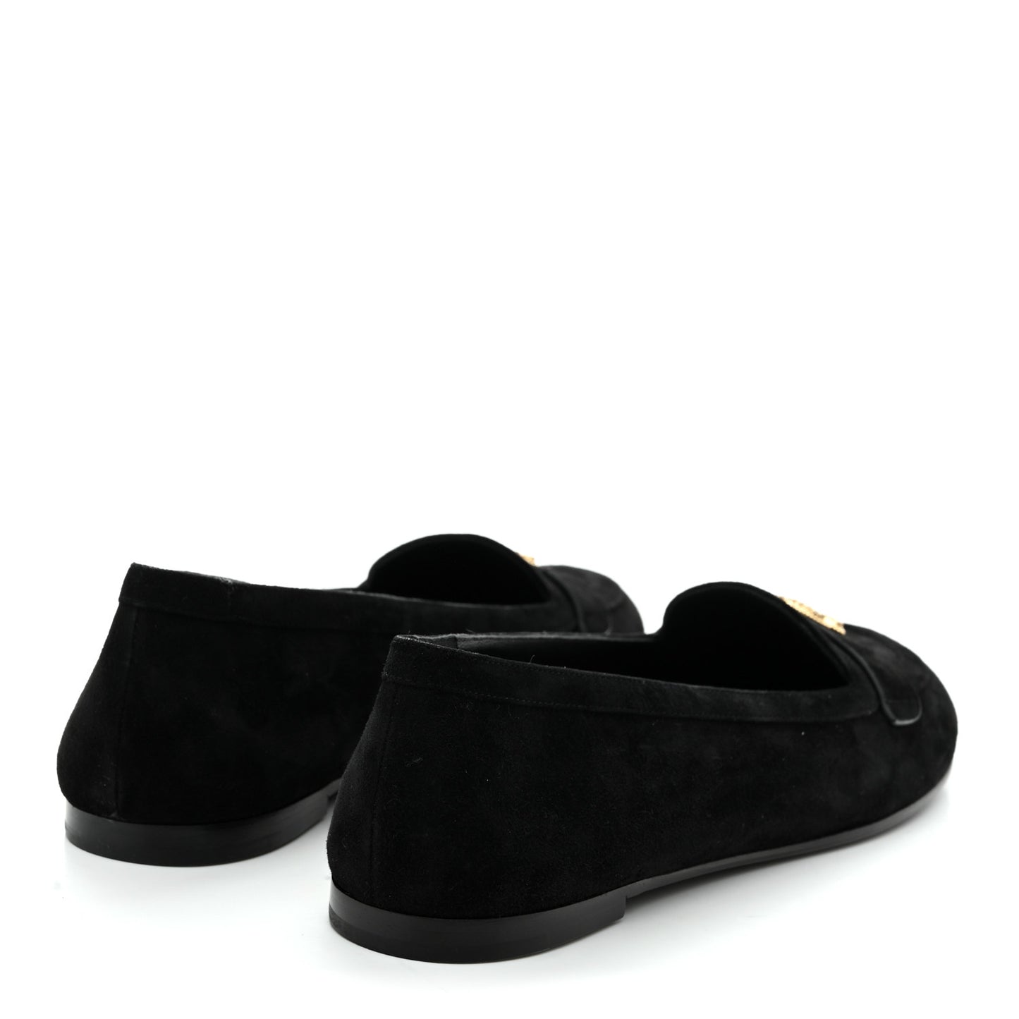 Suede Crystal CC Mocassin Loafers 39.5 Black