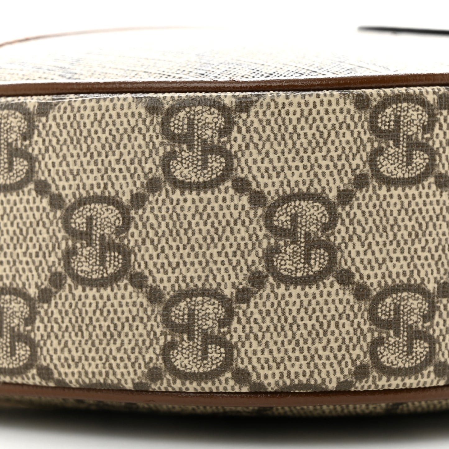 GG Supreme Monogram Azalea Calfskin Mini Retro Interlocking G Half Moon Bag Beige Ebony Brown Sugar