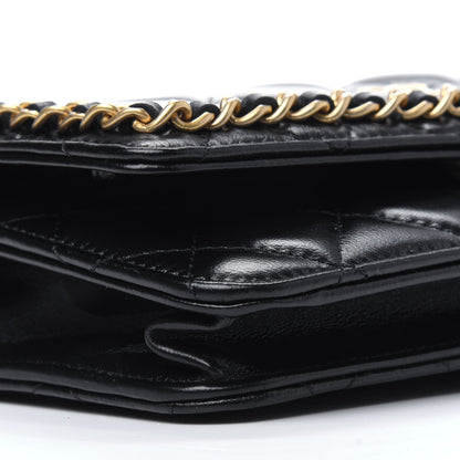 Chanel Lambskin Quilted Chain Around Wallet On Chain WOC Black 10 of 13