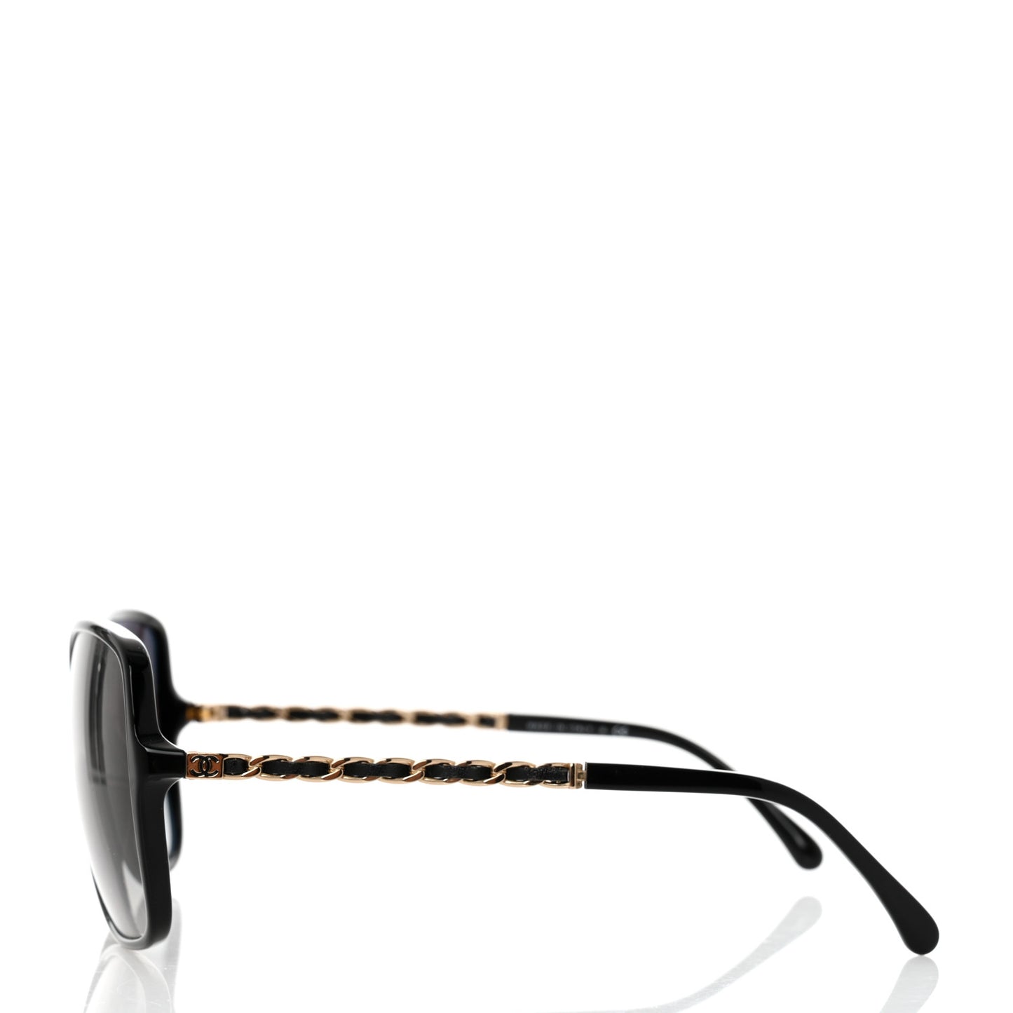 Acetate Lambskin Chain Square Sunglasses 5210-Q Black