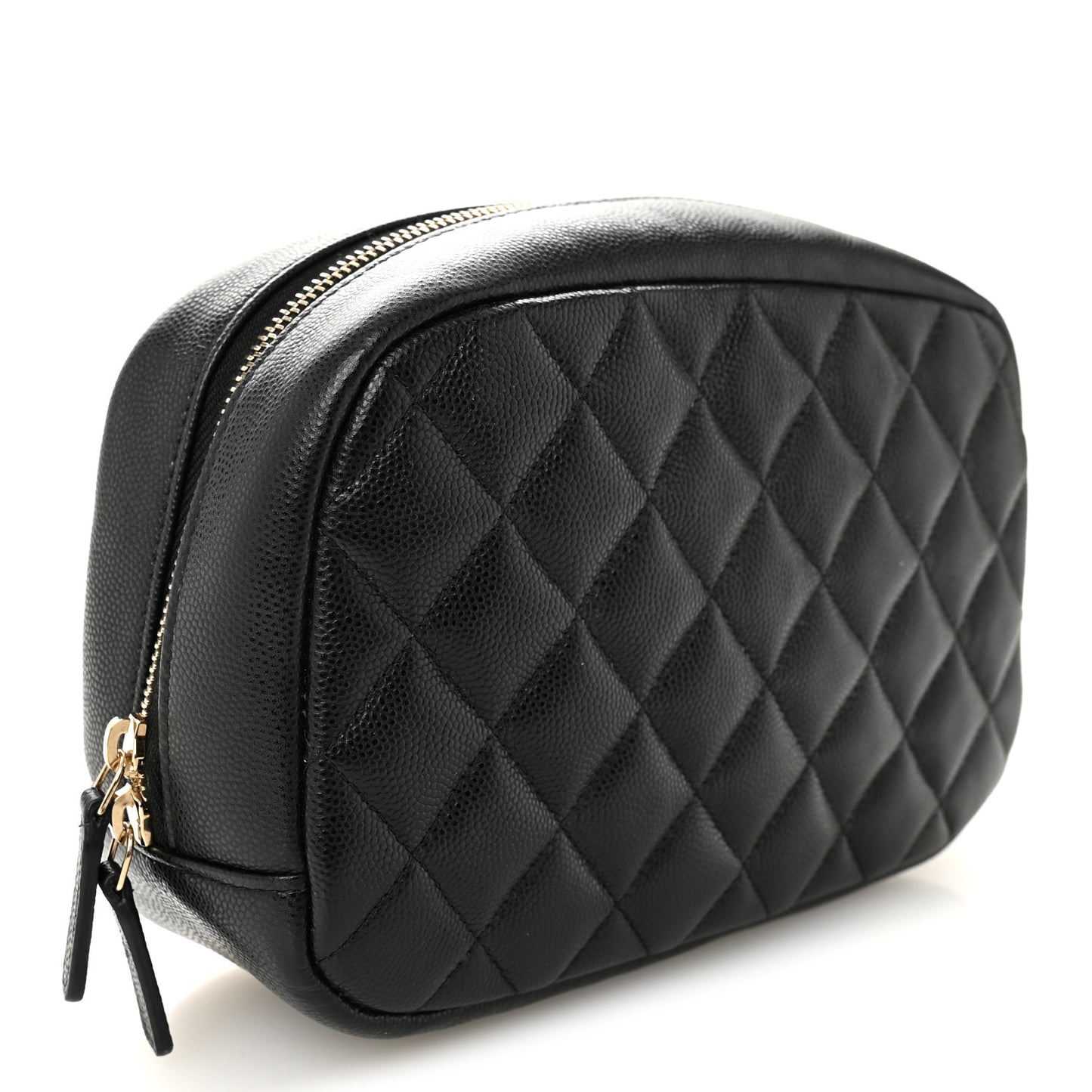Caviar Quilted Medium Curvy Pouch Cosmetic Case Black