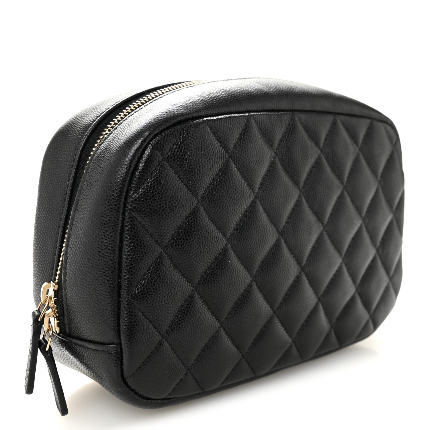 Chanel Caviar Quilted Medium Curvy Pouch Cosmetic Case Black 3 of 9