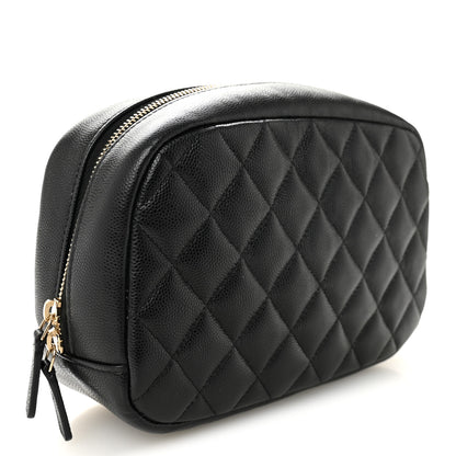 Chanel Caviar Quilted Medium Curvy Pouch Cosmetic Case Black 3 of 9