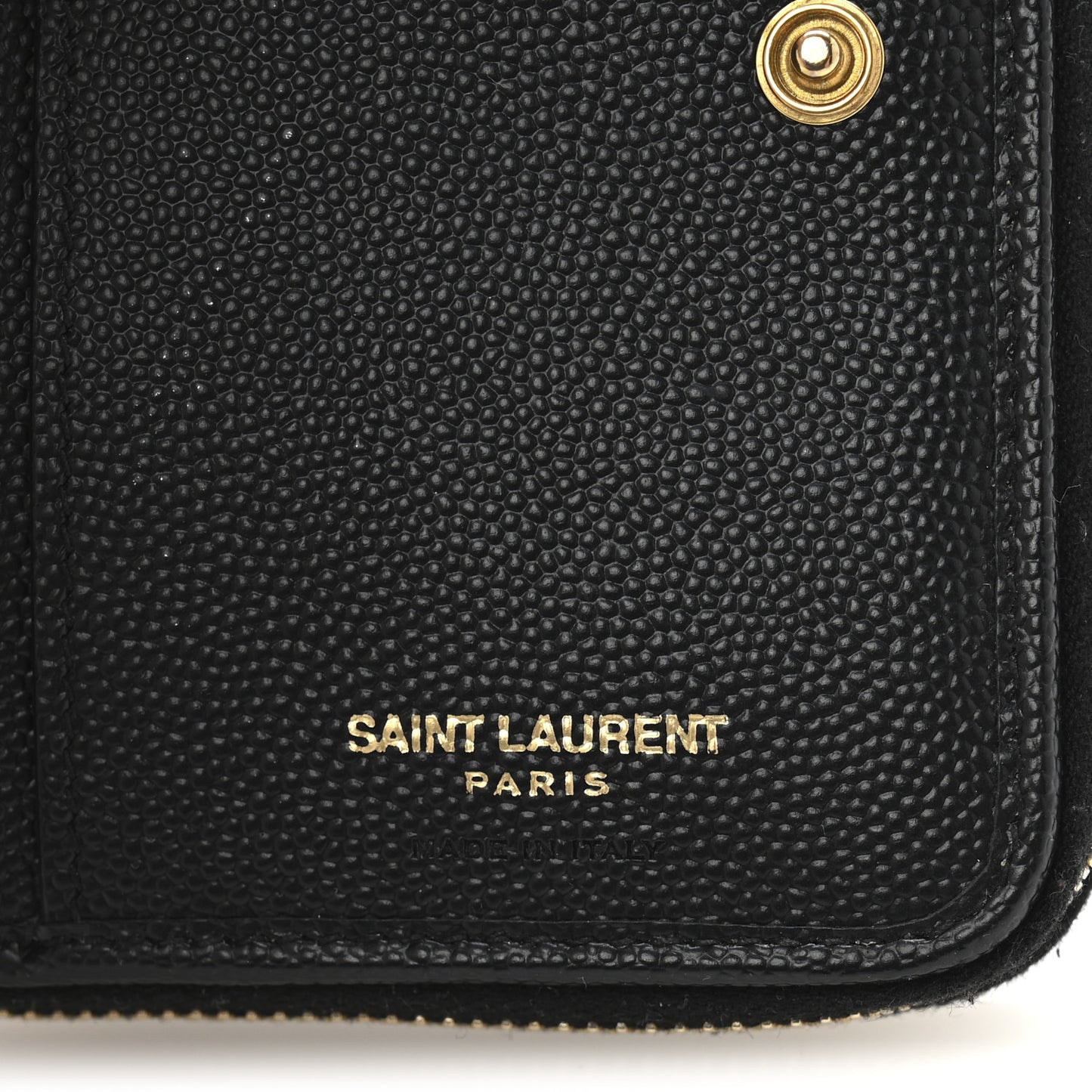 Grain De Poudre Matelasse Chevron Monogram Compact Zip Around Wallet Black
