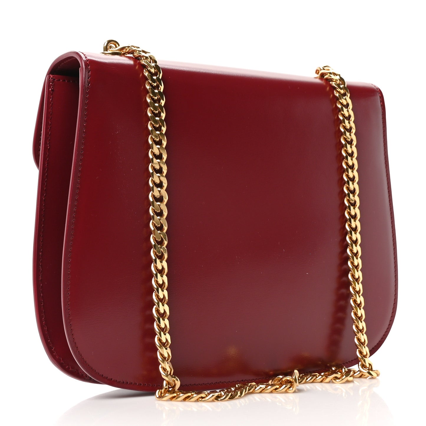 Shiny Calfskin Chain Besace Triomphe Carmin