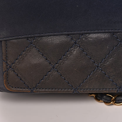 Chanel Calfskin Stitched Two Tone Flap Blue 13 of 23