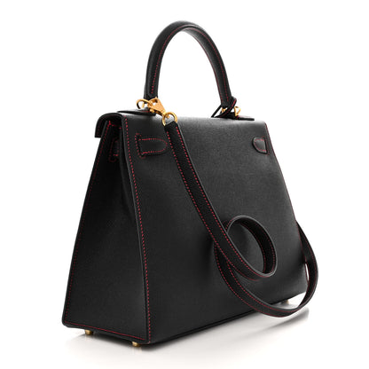 Hermes Epsom Horseshoe Kelly Sellier 28 Black Rouge Grenat 3 of 11