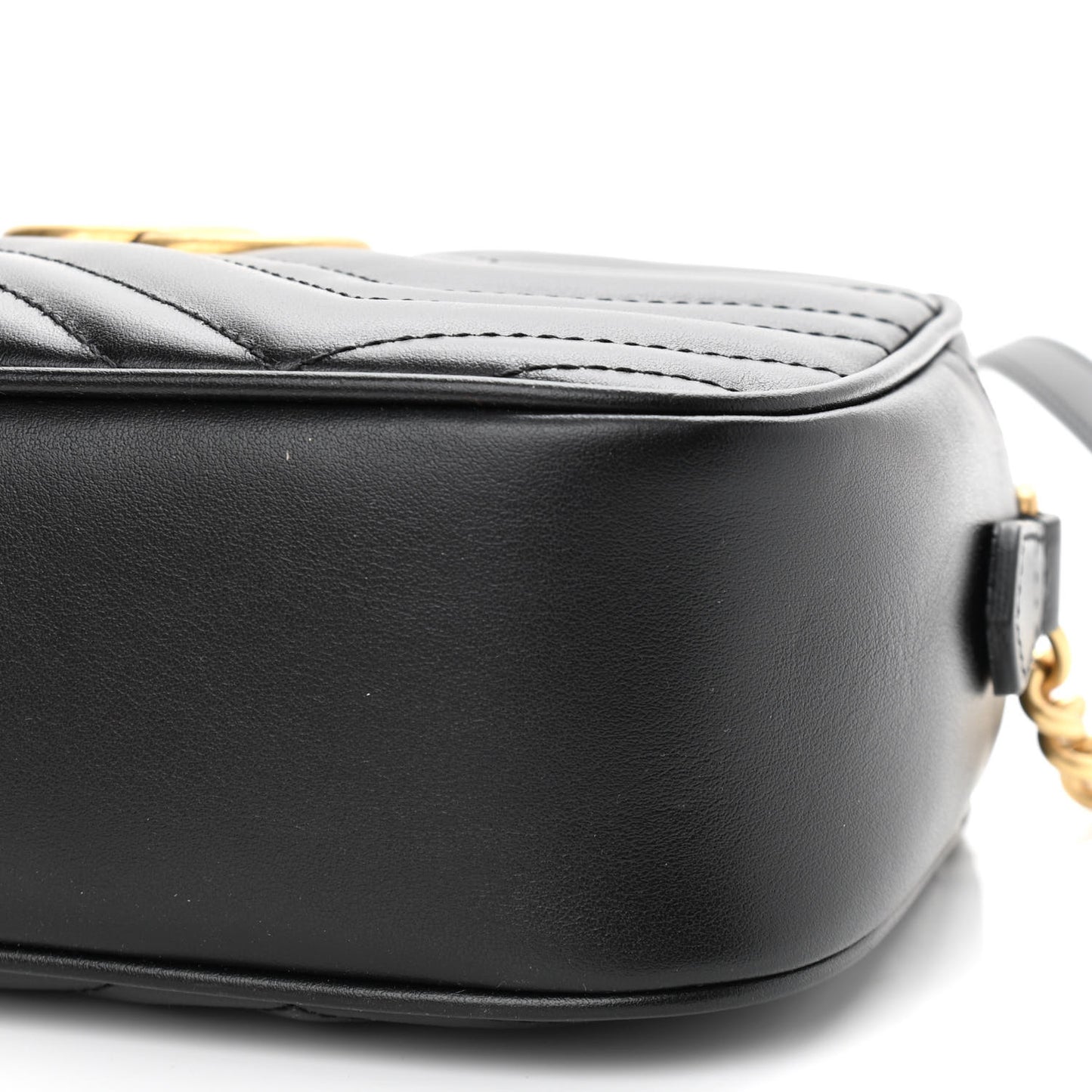 Calfskin Matelasse Small GG Marmont Chain Shoulder Bag Black