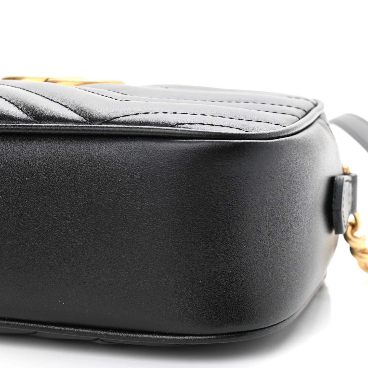 Gucci Calfskin Matelasse Small GG Marmont Chain Shoulder Bag Black 10 of 11