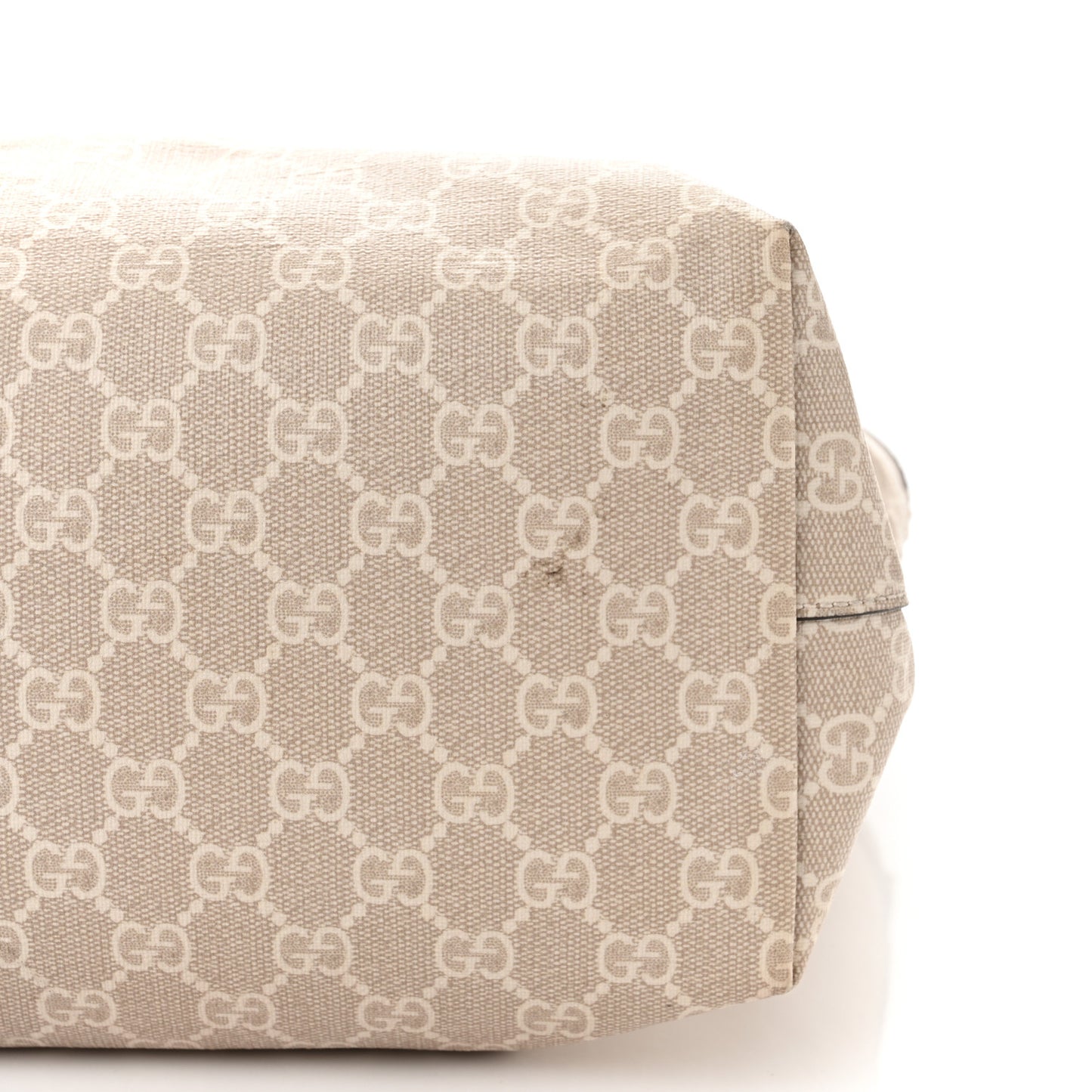 GG Supreme Monogram Textured Dollar Calfskin Web Medium Ophidia Shopping Tote Beige Mystic White Oatmeal
