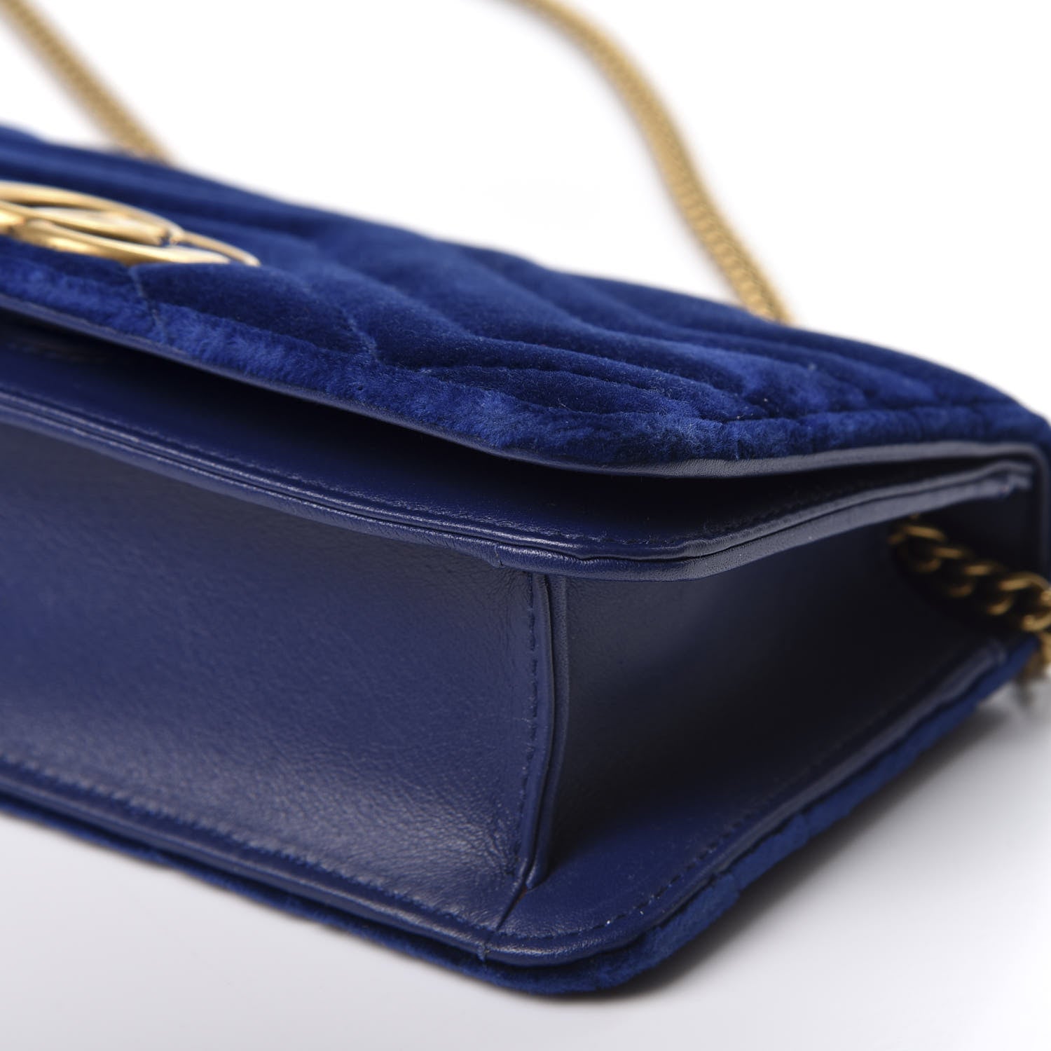 Gucci Velvet Matelasse GG Marmont Mini Bag Cobalt Blue 6 of 9