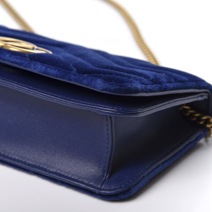 Gucci Velvet Matelasse GG Marmont Mini Bag Cobalt Blue 6 of 9