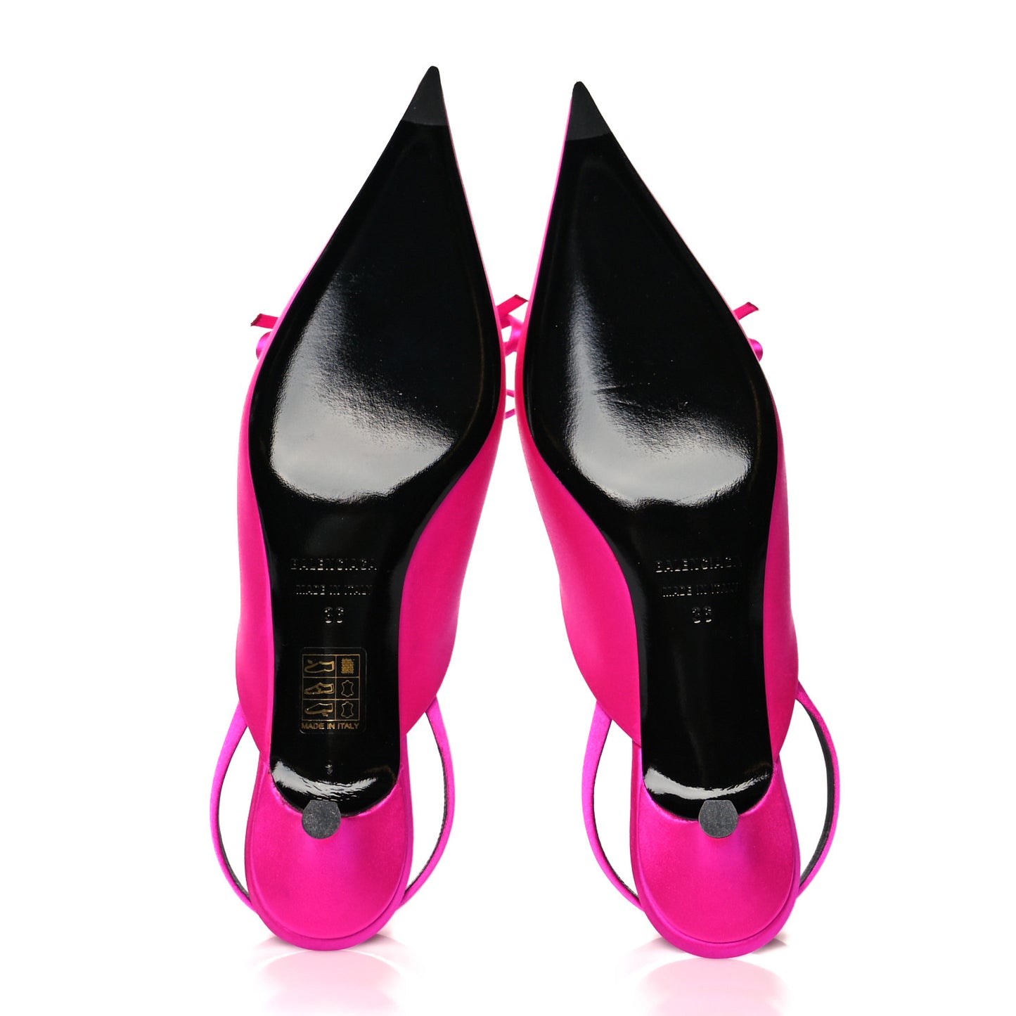 Satin Pointed Toe Knife Slingback 40mm Mules 36 Rose Fuchsia