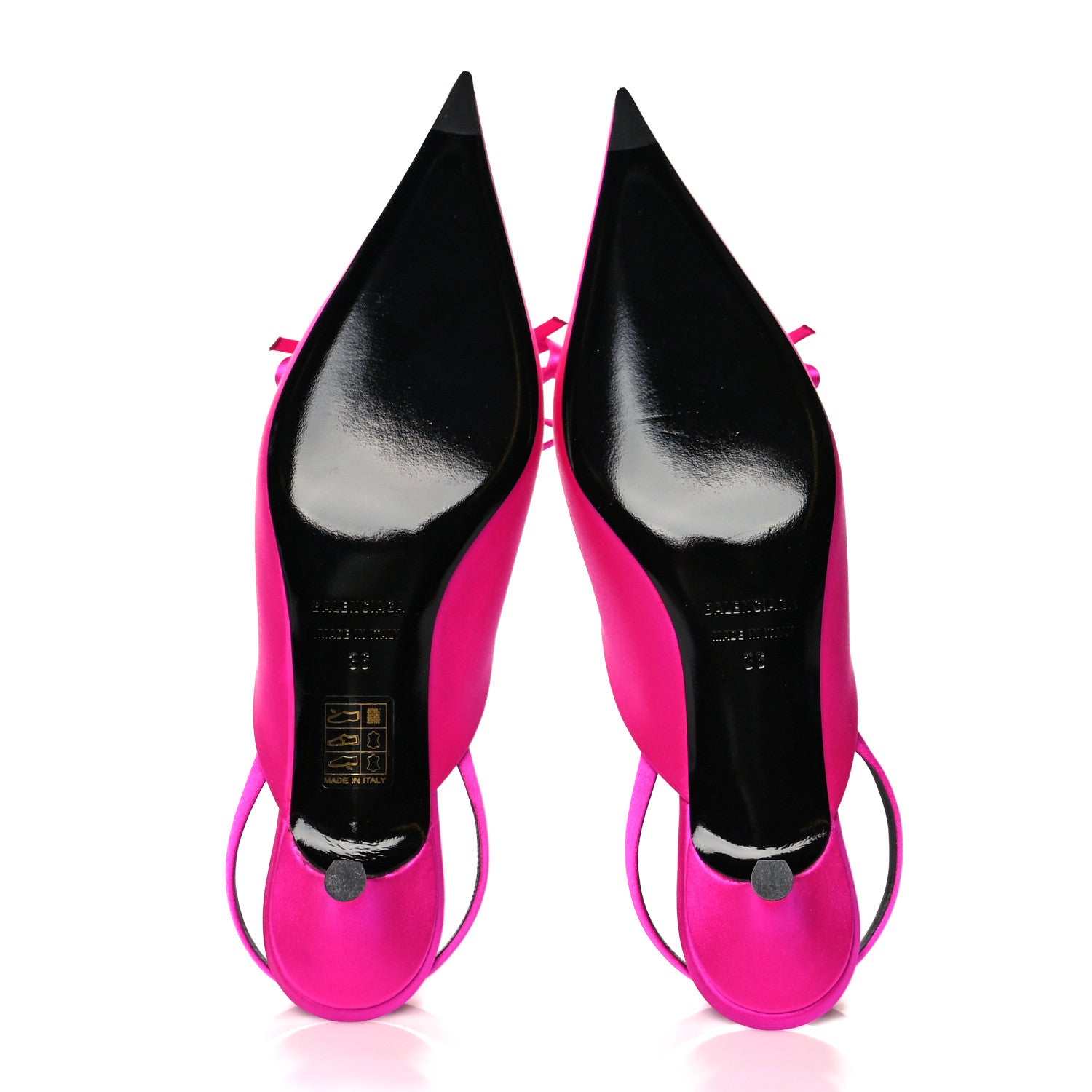 Balenciaga Satin Pointed Toe Knife Slingback 40mm Mules 36 Rose Fuchsia 5 of 8