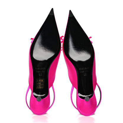 Balenciaga Satin Pointed Toe Knife Slingback 40mm Mules 36 Rose Fuchsia 5 of 8