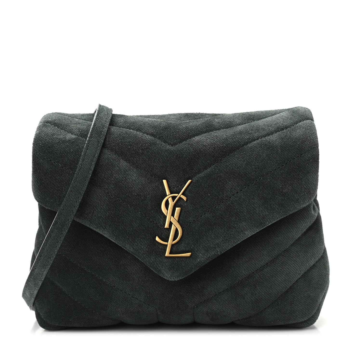 Croute Velour Y Quilted Monogram Toy Loulou Crossbody Bag Dark Forest