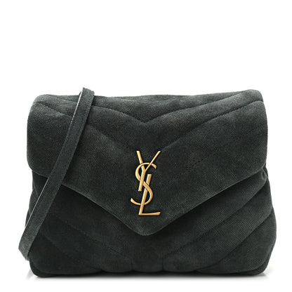 Saint Laurent Croute Velour Y Quilted Monogram Toy Loulou Crossbody Bag Dark Forest 1 of 12