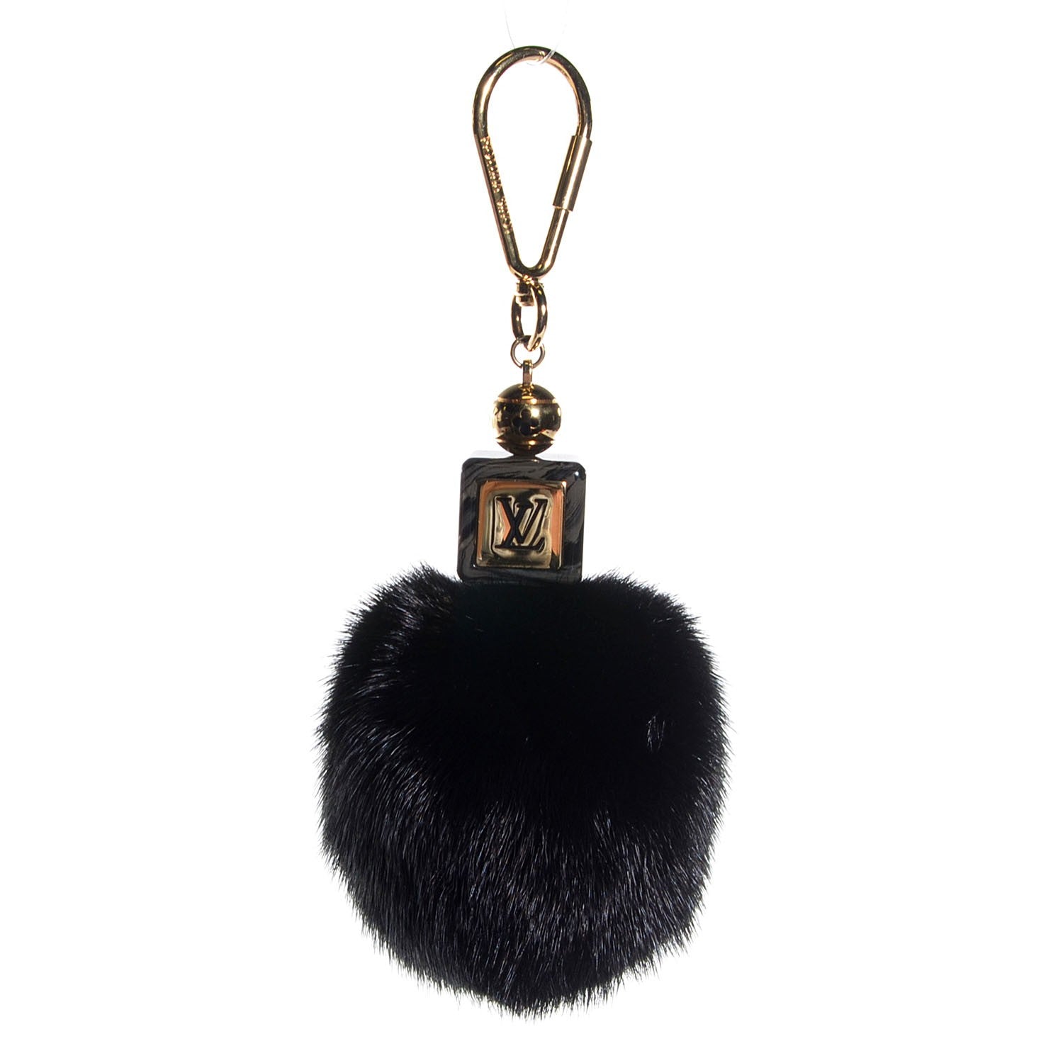 Louis Vuitton Mink Fur Fluffy Bag Charm Black 1 of 6