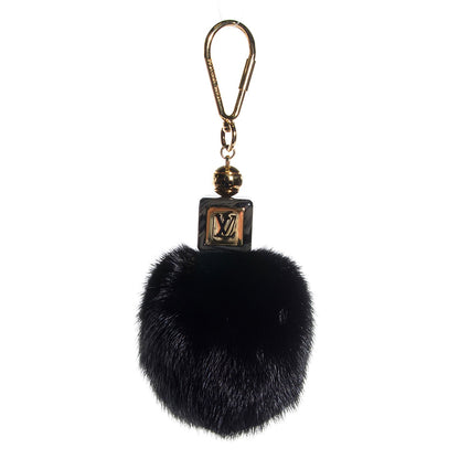 Louis Vuitton Mink Fur Fluffy Bag Charm Black 1 of 6