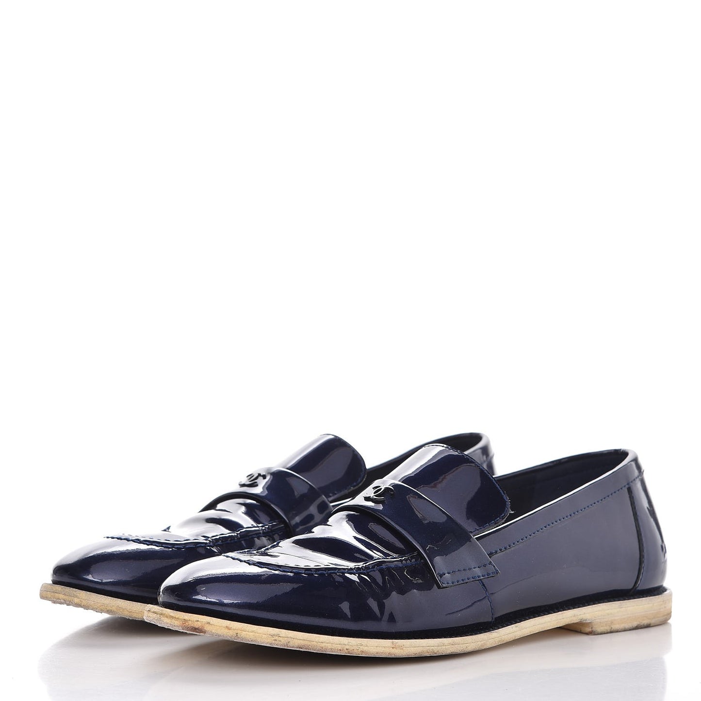 Patent CC Moccasin Loafers 40 Navy