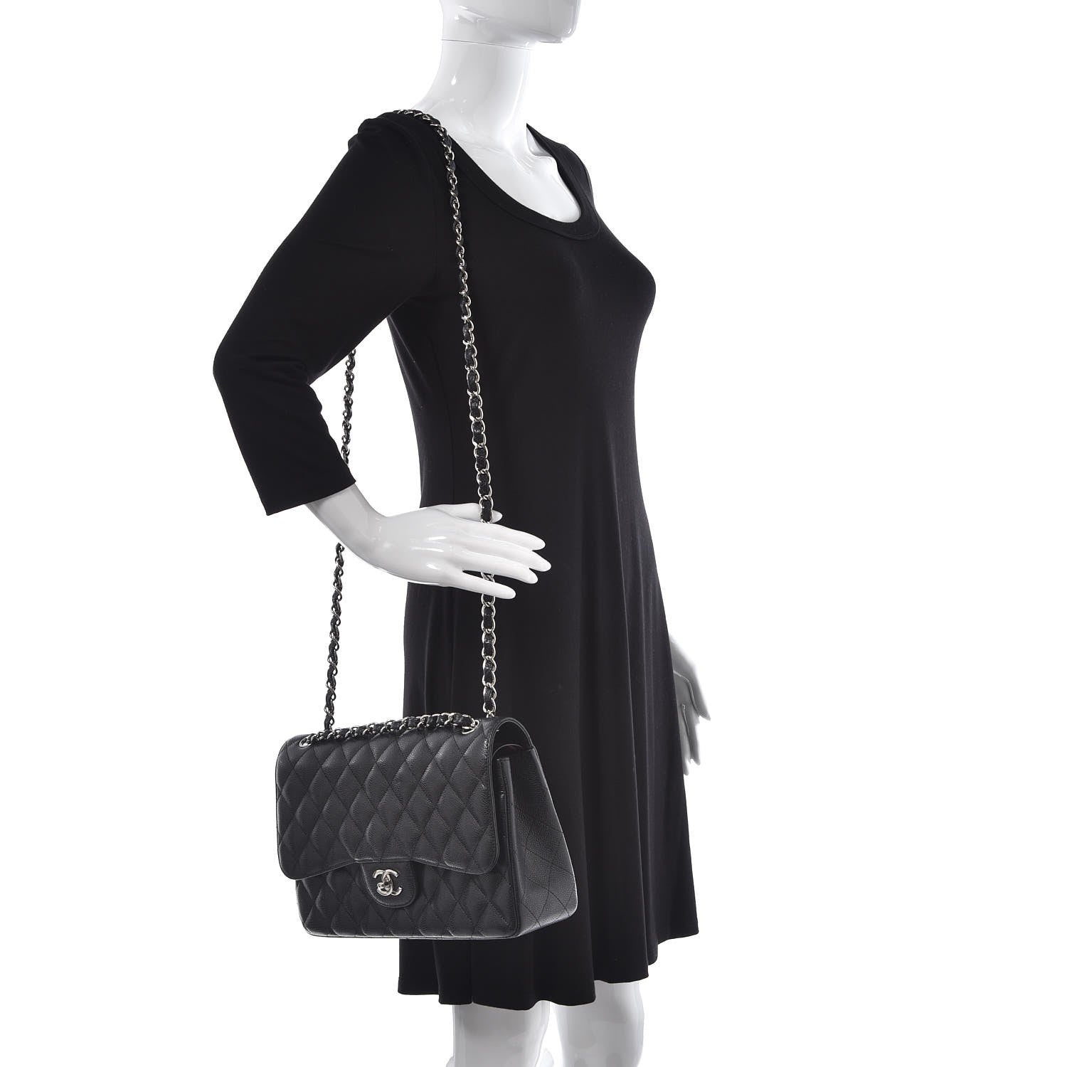 Chanel Caviar Quilted Jumbo Double Flap Black 2 of 8
