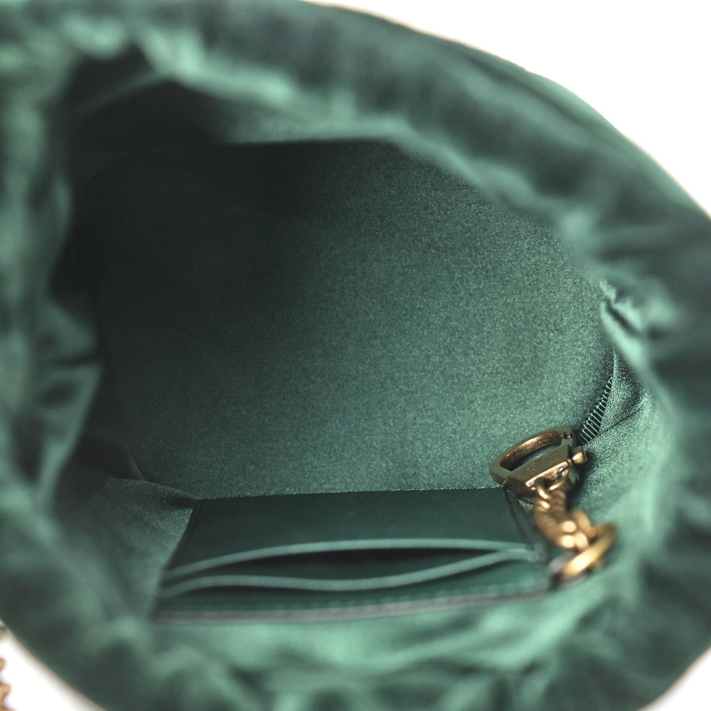 Velvet Matelasse Mini GG Marmont 2.0 Bucket Bag Dark Green