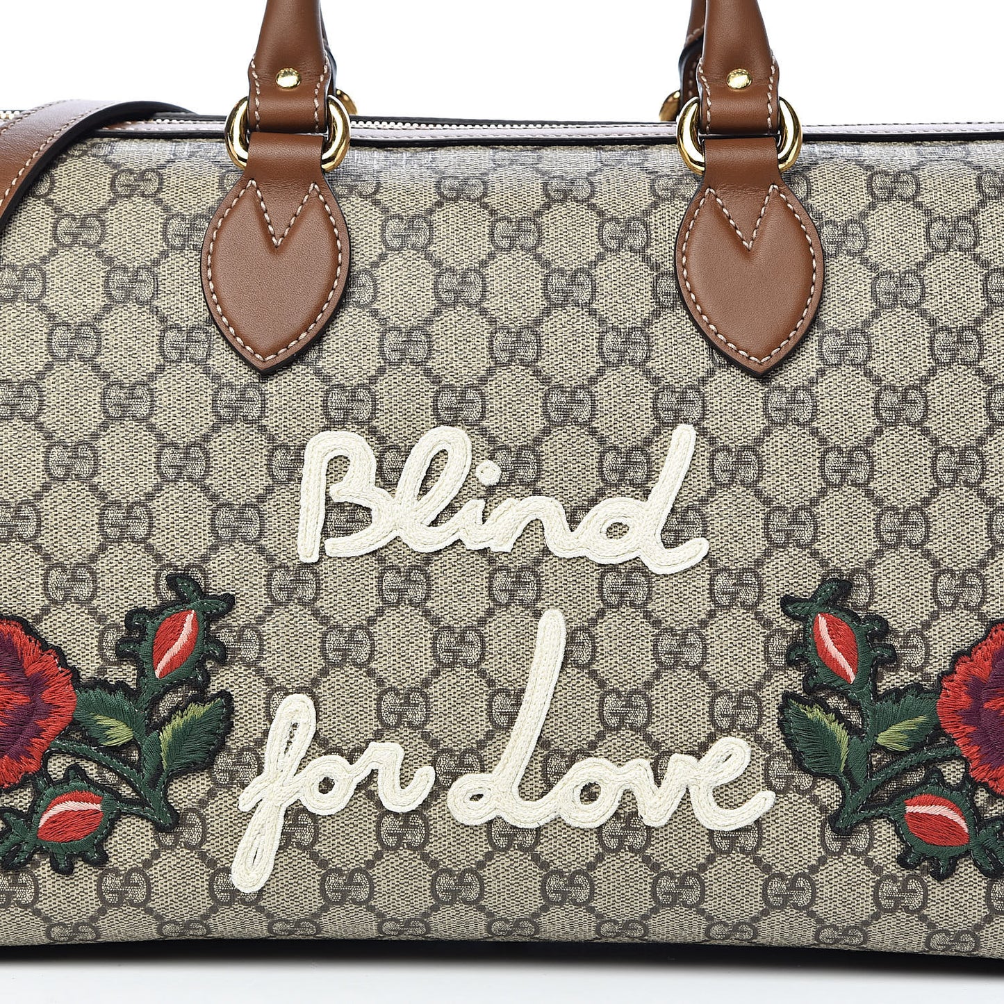 GG Supreme Monogram Blind for Love Embroidered Medium Boston Beige Tuscany