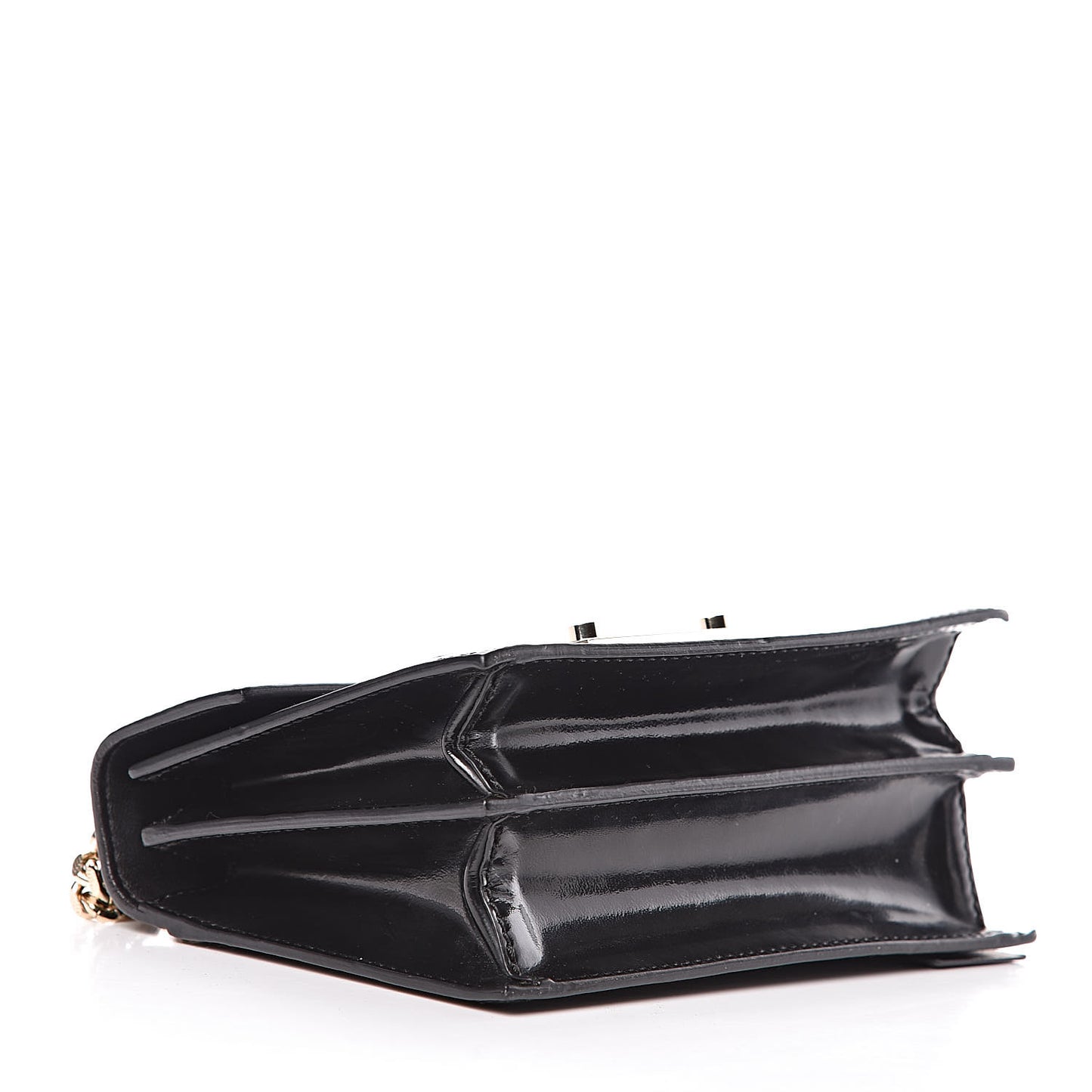 Patent Small Diamante Flap Black