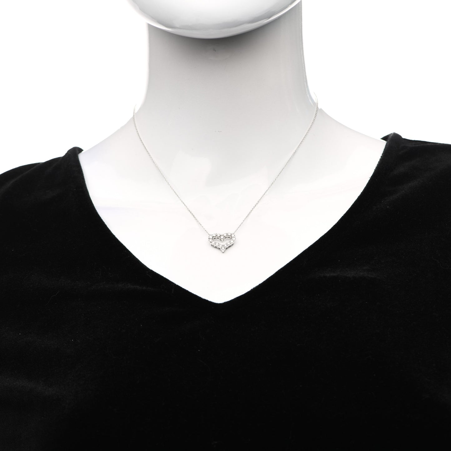 Platinum Diamond Small Heart Pendant Necklace