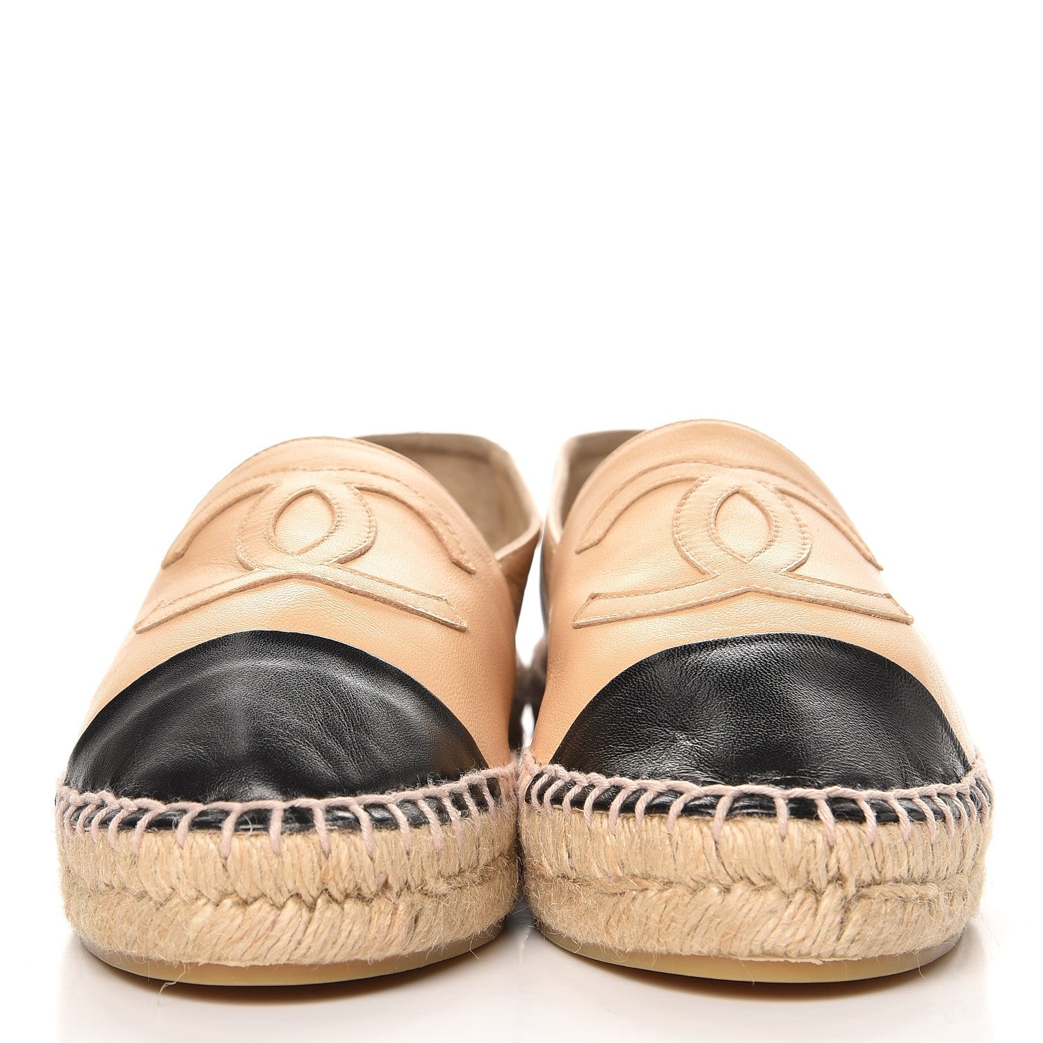 Chanel Lambskin CC Espadrilles 38 Beige Black 2 of 11