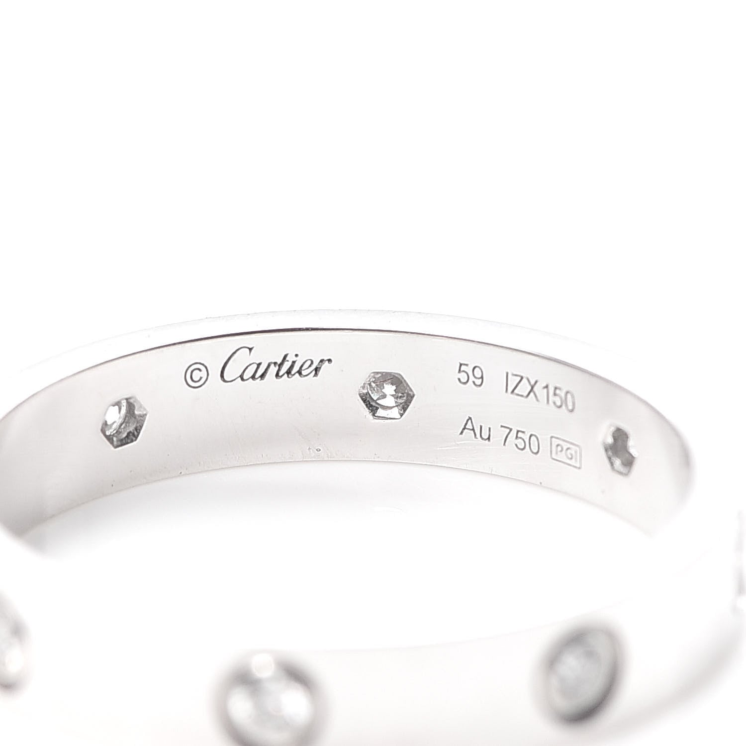 Cartier 18K White Gold 8 Diamond 4mm Wedding Band LOVE Ring 59 8.75 4 of 6
